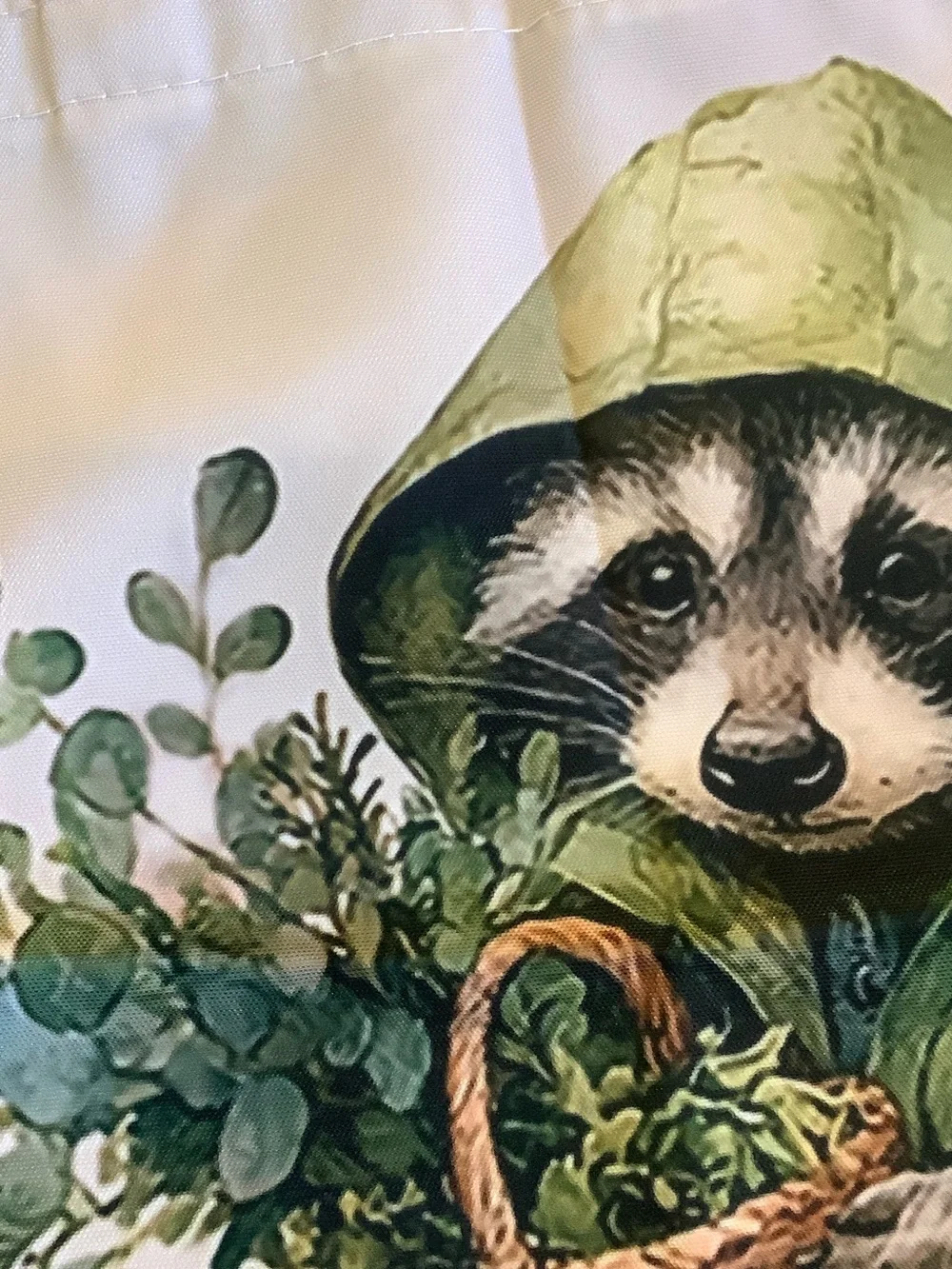 Foraging Raccoon Poly Canvas Tote Bag NWT 13.5x16”